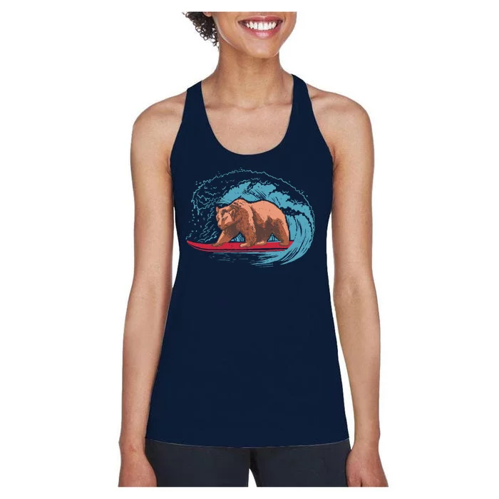 Surfing Bear Women's Racerback Tank