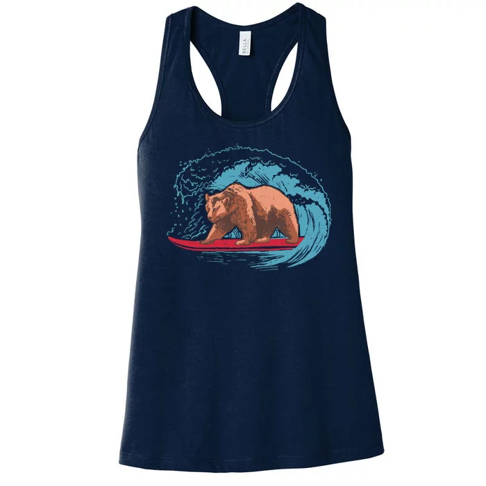 Surfing Bear Women's Racerback Tank