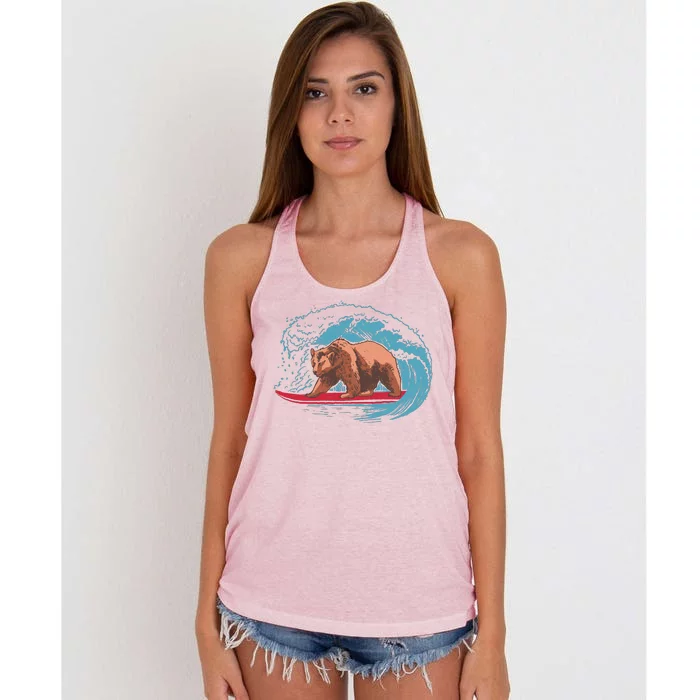 Surfing Bear Women's Knotted Racerback Tank