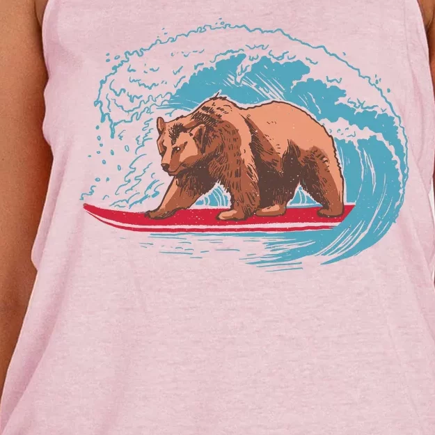 Surfing Bear Women's Knotted Racerback Tank