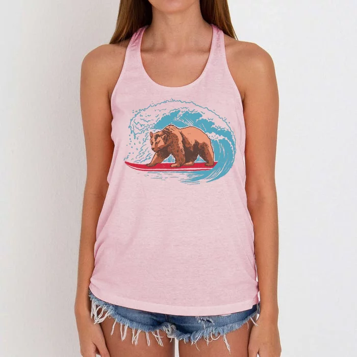 Surfing Bear Women's Knotted Racerback Tank