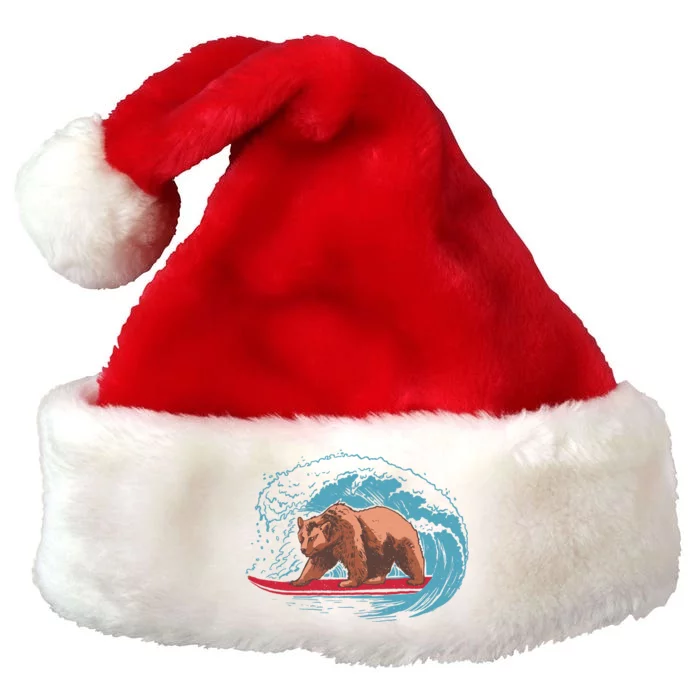 Surfing Bear Premium Christmas Santa Hat