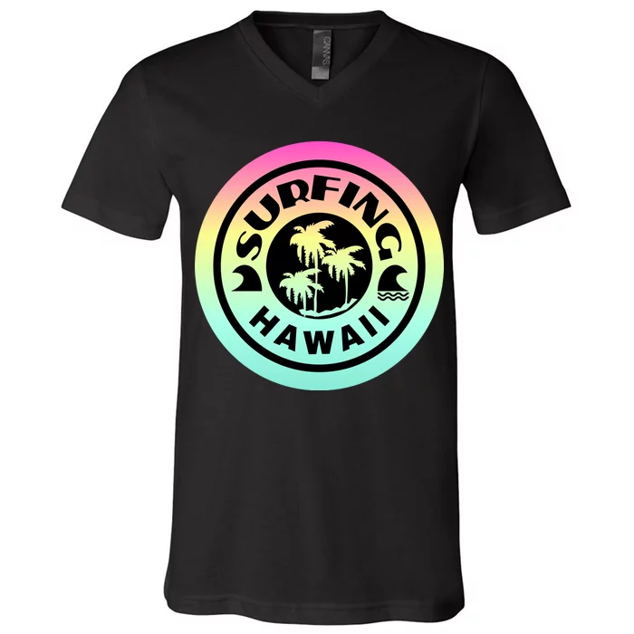 Surfing Hawaii Logo V-Neck T-Shirt