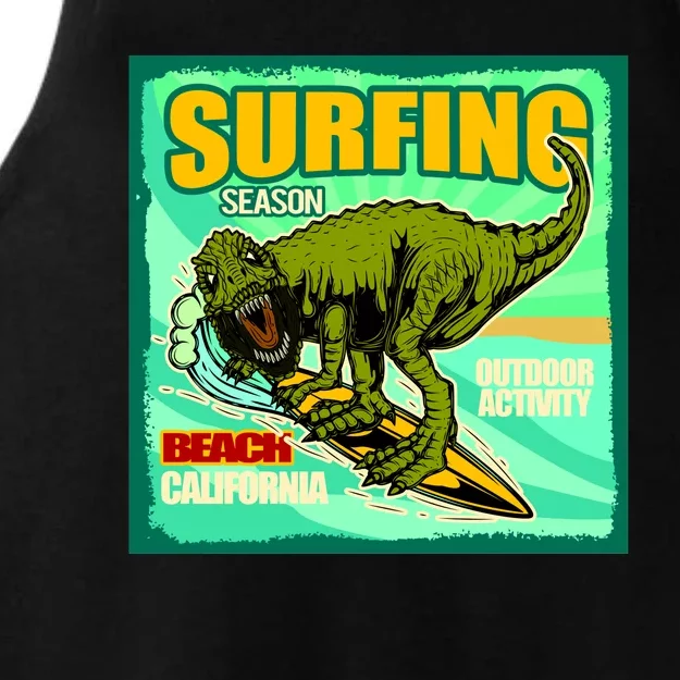 Surfing T-Rex Ladies Tri-Blend Wicking Tank