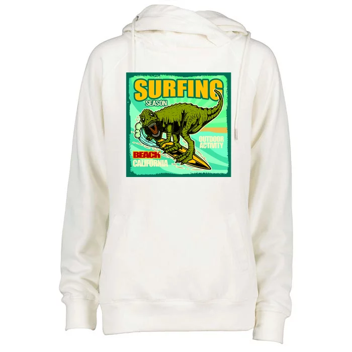 Surfing T-Rex Womens Funnel Neck Pullover Hood