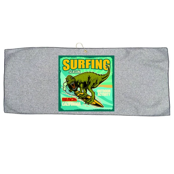 Surfing T-Rex Large Microfiber Waffle Golf Towel