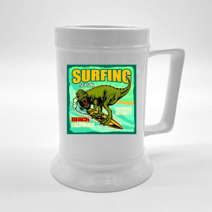 Surfing T-Rex Front & Back Beer Stein