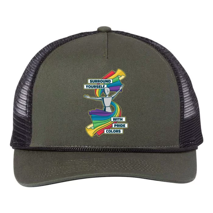 Surround Yourself With Pride Colors Retro Rope Trucker Hat Cap