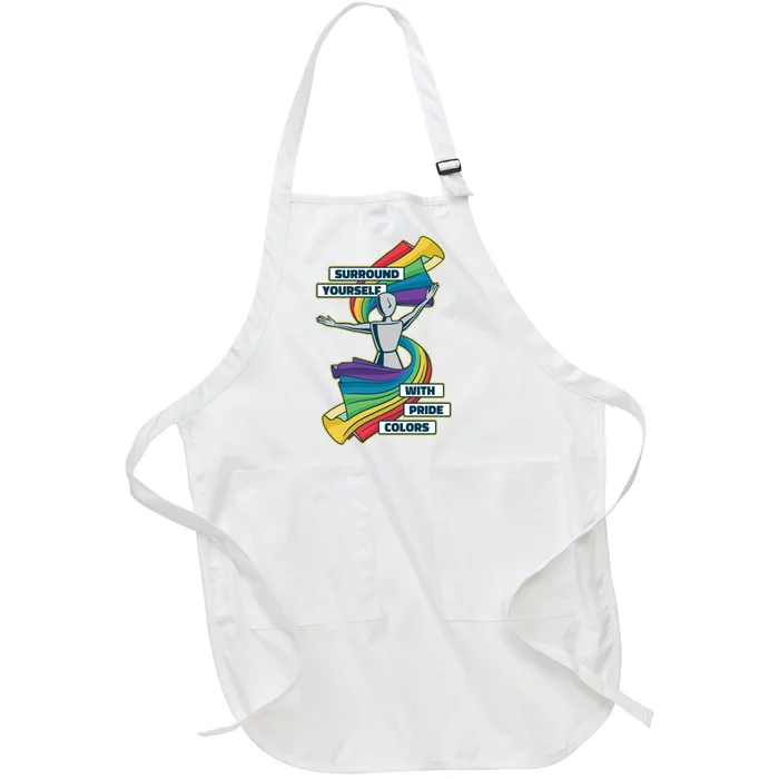 Surround Yourself With Pride Colors Full-Length Apron With Pocket