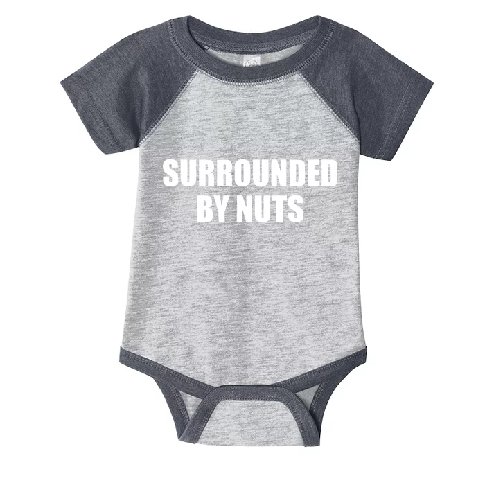 Surrounded By Nuts Rude Funny Text Infant Baby Jersey Bodysuit