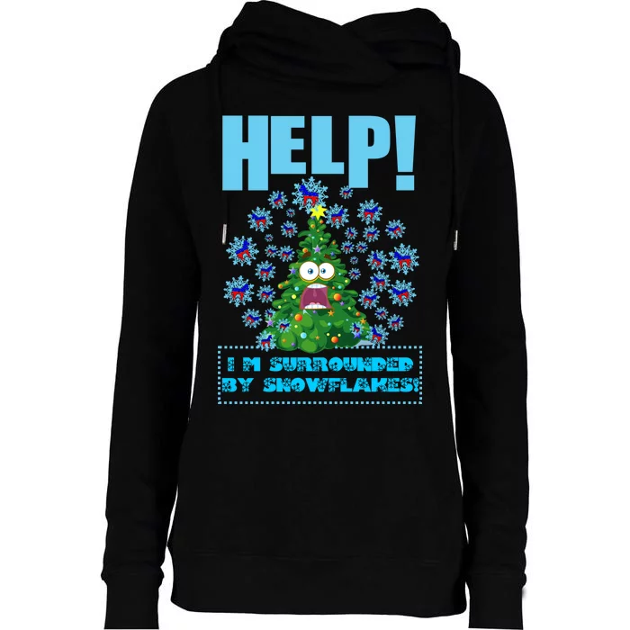 Surrounded By Snowflakes Womens Funnel Neck Pullover Hood