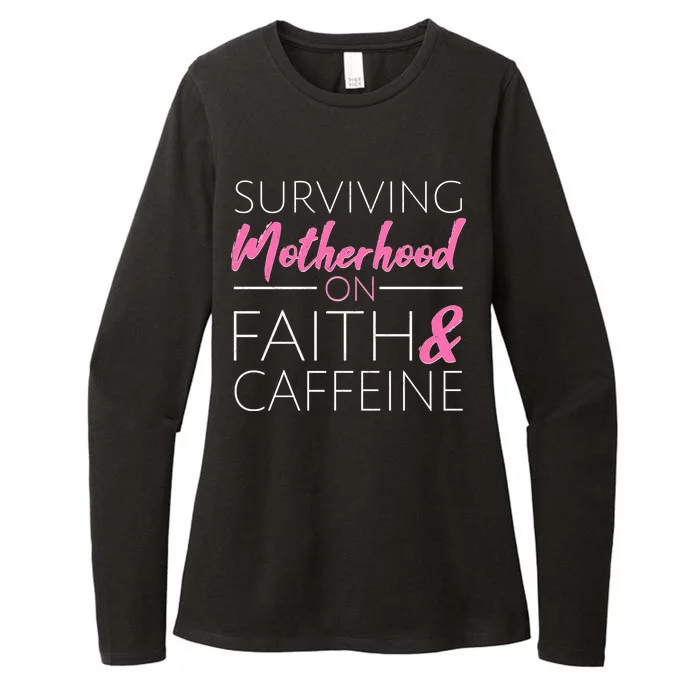 Surviving Motherhood on Faith and Caffeine Womens CVC Long Sleeve Shirt