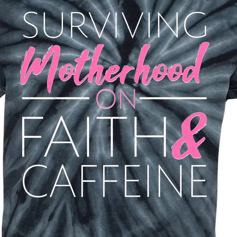 Surviving Motherhood on Faith and Caffeine Kids Tie-Dye T-Shirt