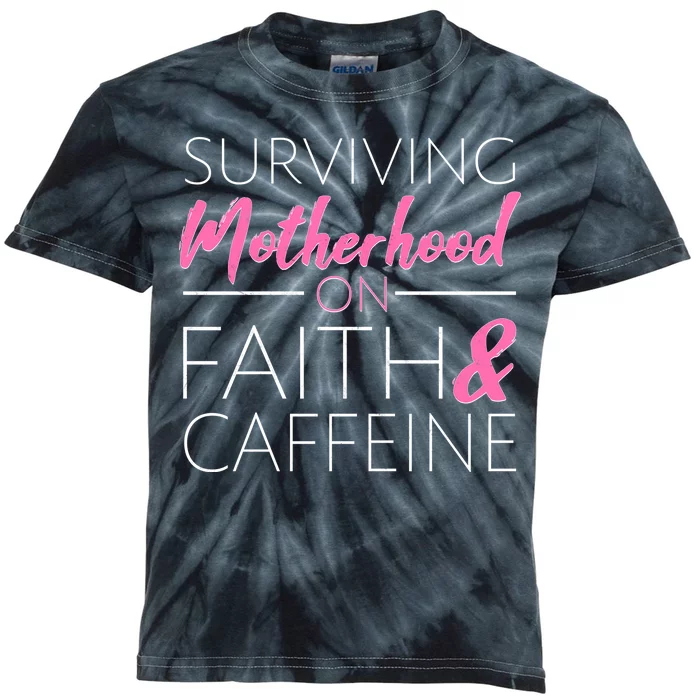 Surviving Motherhood on Faith and Caffeine Kids Tie-Dye T-Shirt