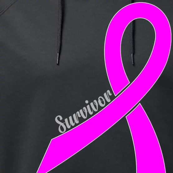 Survivor Breast Cancer Ribbon Performance Fleece Hoodie