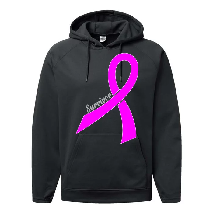 Survivor Breast Cancer Ribbon Performance Fleece Hoodie