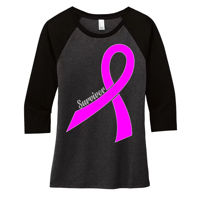 Survivor Breast Cancer Ribbon Women's Tri-Blend 3/4-Sleeve Raglan Shirt