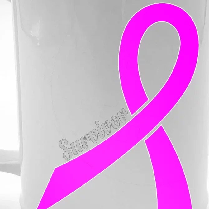 Survivor Breast Cancer Ribbon Front & Back Beer Stein