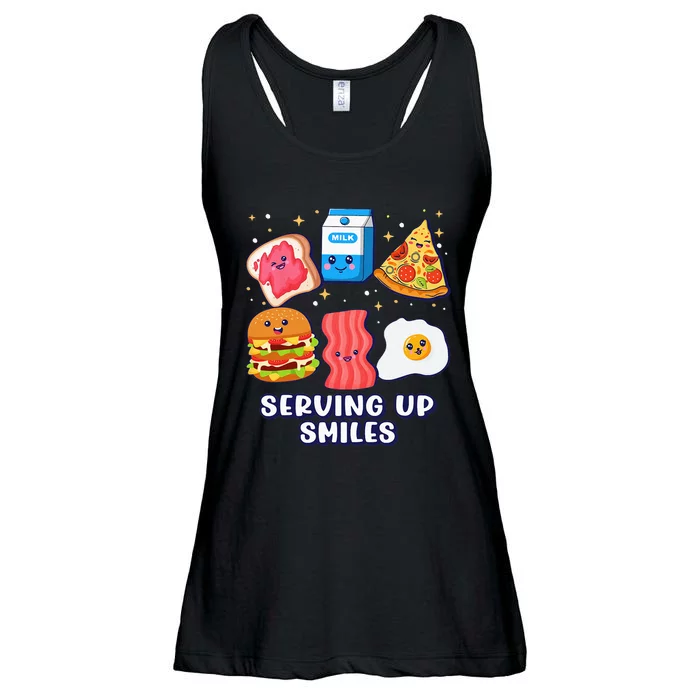 Serving Up Smiles Lunch Lady Ladies Essential Flowy Tank