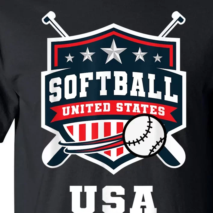 Softball USA Support The Team USA Flag Tall T-Shirt