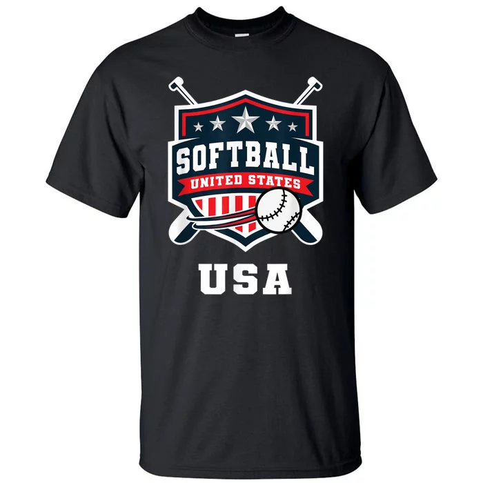 Softball USA Support The Team USA Flag Tall T-Shirt