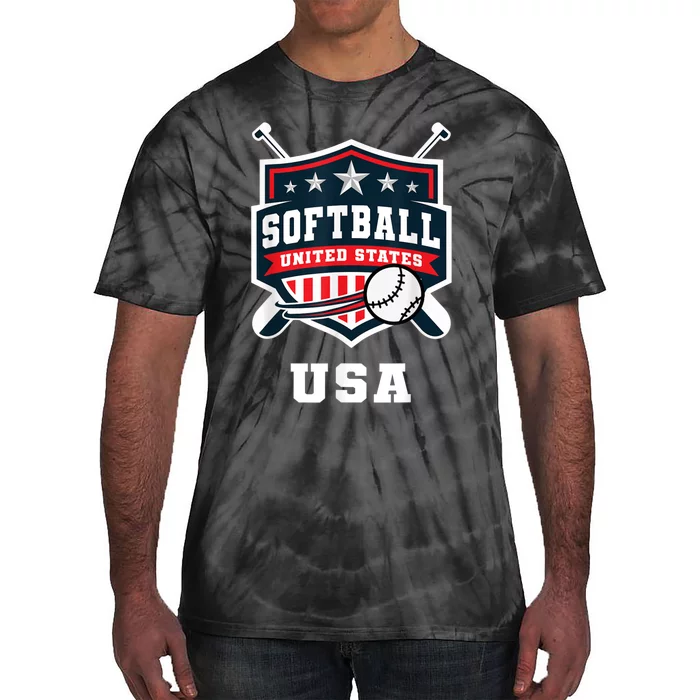 Softball USA Support The Team USA Flag Tie-Dye T-Shirt