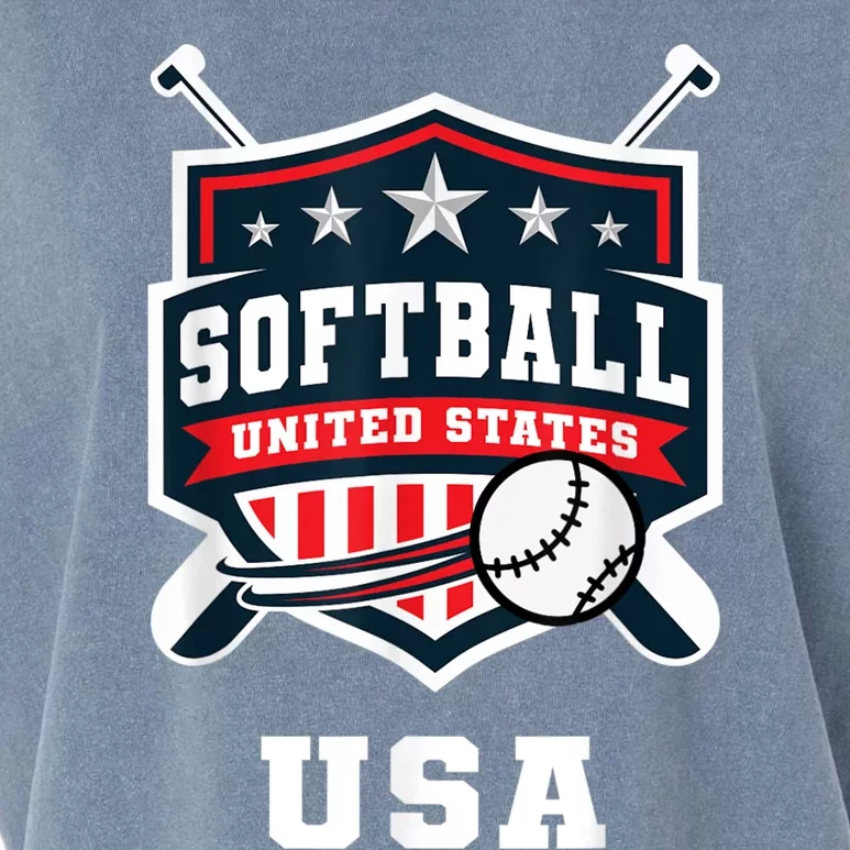 Softball USA Support The Team USA Flag Garment-Dyed Women's Muscle Tee