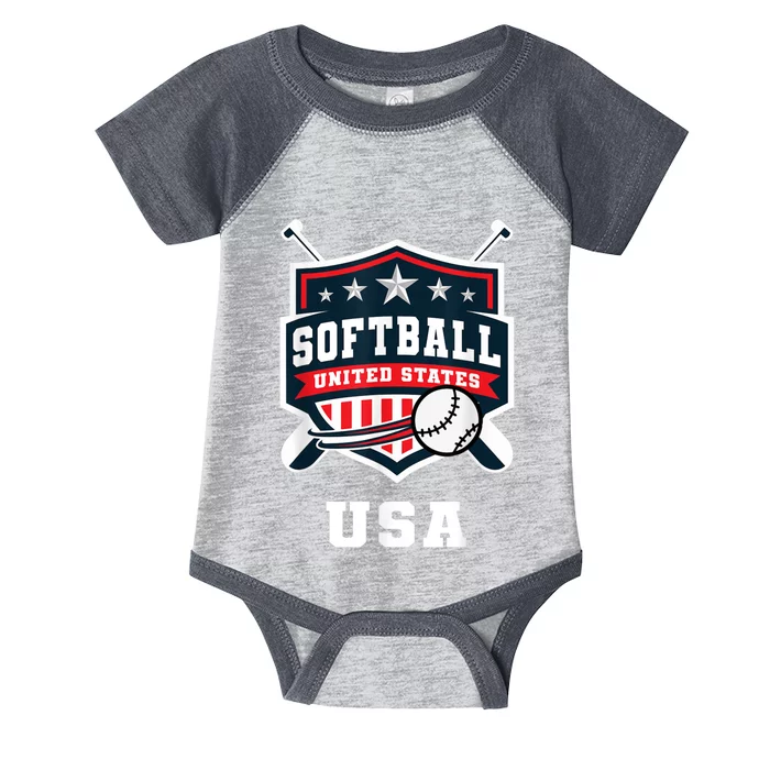 Softball USA Support The Team USA Flag Infant Baby Jersey Bodysuit