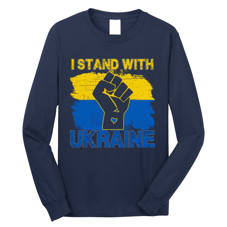 Support Ukraine Shirt I Stand With Ukraine Ukrainian Flag Long Sleeve Shirt