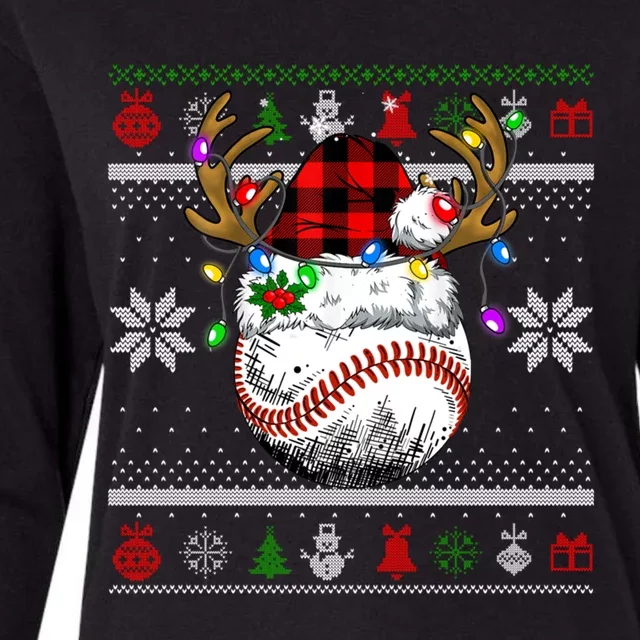 Santa Ugly Sports Christmas Baseball Player Gift Womens Cotton Relaxed Long Sleeve T-Shirt