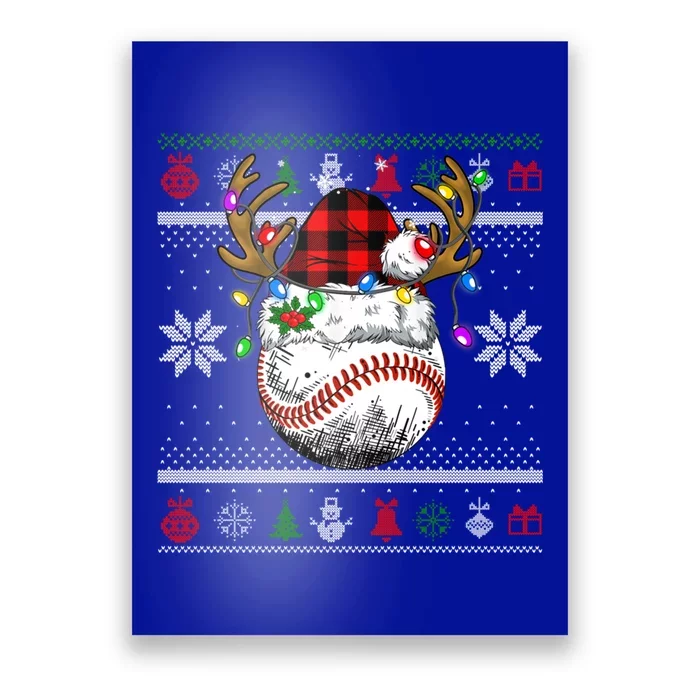 Santa Ugly Sports Christmas Baseball Player Gift Poster