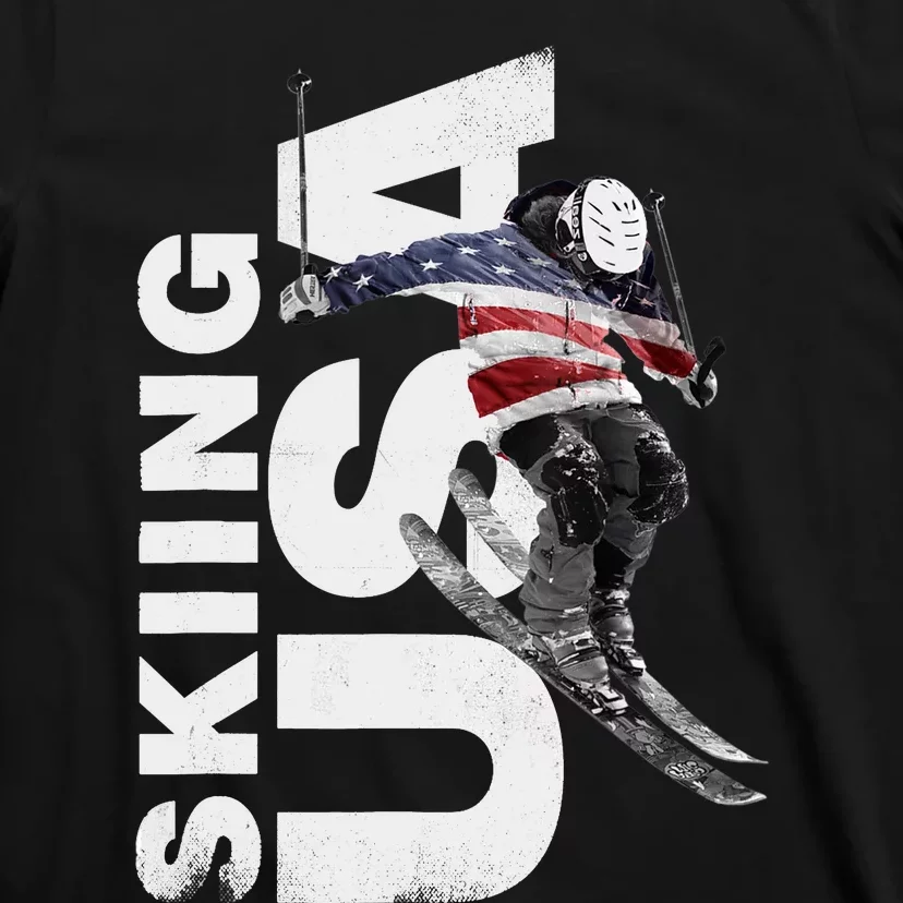 Skiing USA Support The Team USA Flag Ski T-Shirt