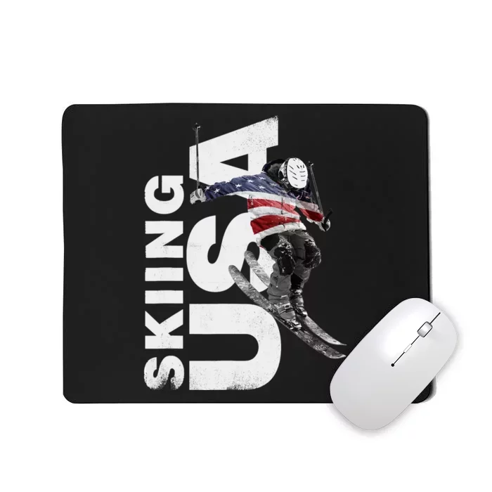 Skiing USA Support The Team USA Flag Ski Mousepad