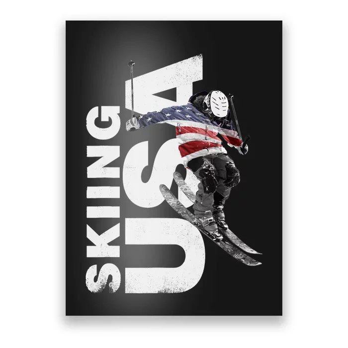 Skiing USA Support The Team USA Flag Ski Poster