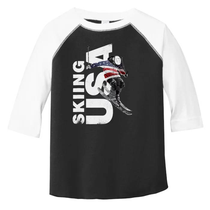 Skiing USA Support The Team USA Flag Ski Toddler Fine Jersey T-Shirt