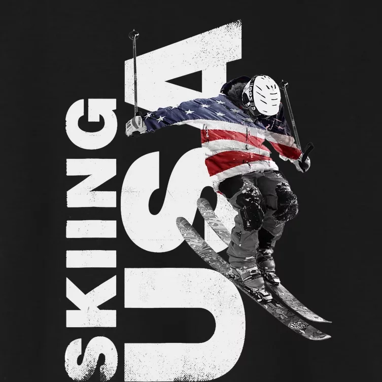 Skiing USA Support The Team USA Flag Ski Women's Crop Top Tee