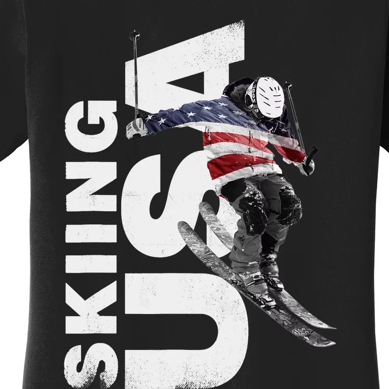 Skiing USA Support The Team USA Flag Ski Women's T-Shirt