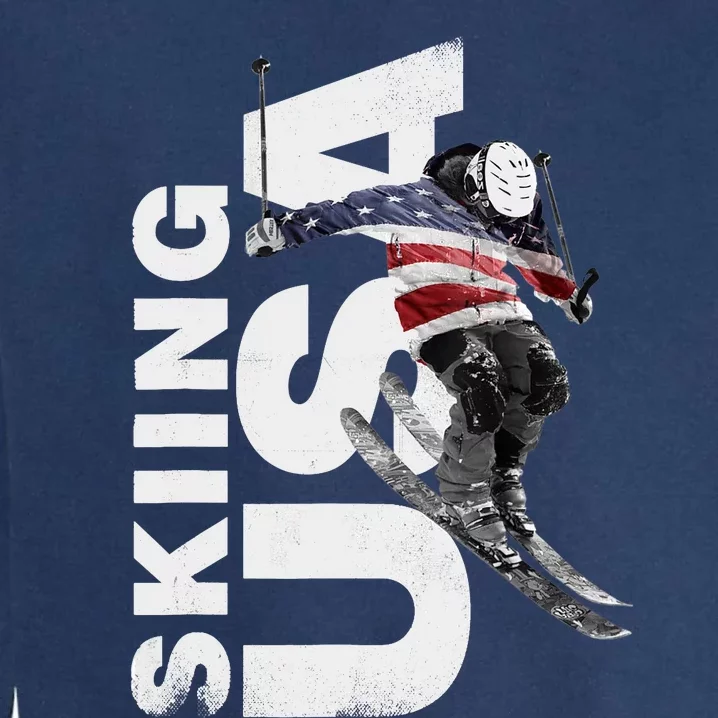 Skiing USA Support The Team USA Flag Ski Garment-Dyed Sweatshirt