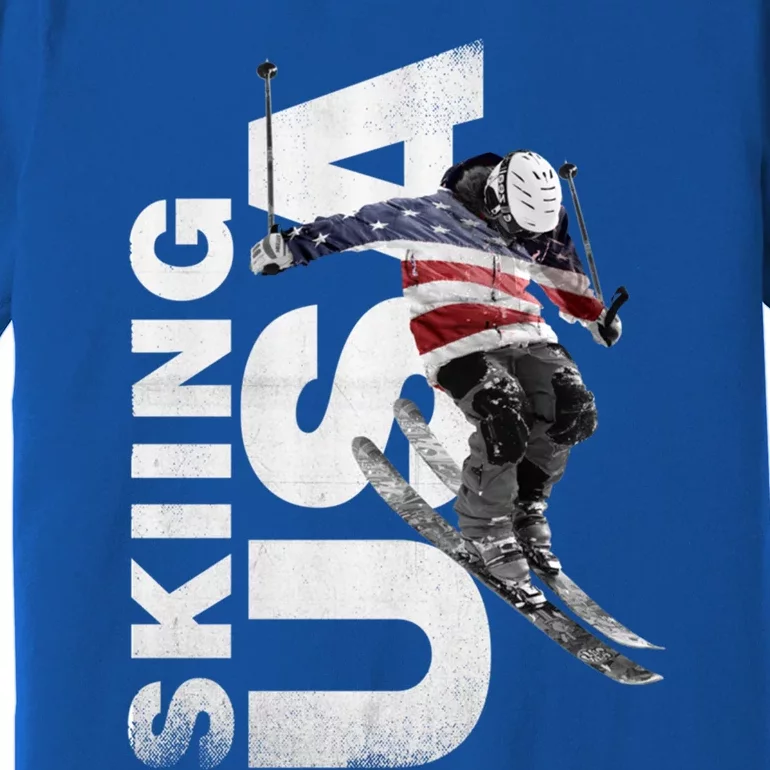 Skiing Usa Support The Team Cool Gift Usa Flag Ski Funny Gift Premium T-Shirt