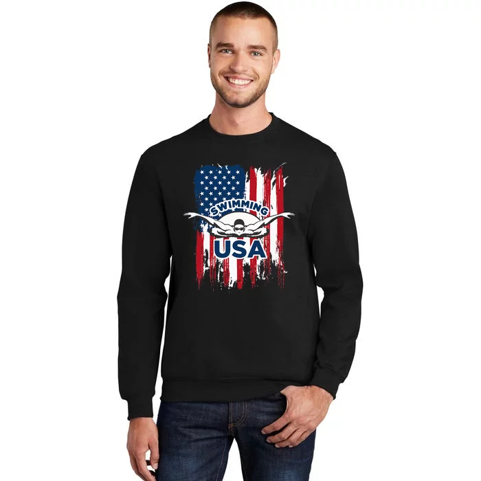 Swimming Usa Support The Usa Flag Sweatshirt