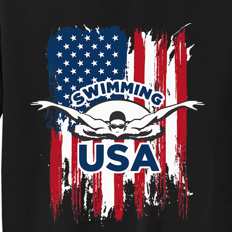 Swimming Usa Support The Usa Flag Sweatshirt