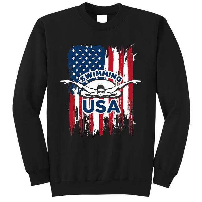 Swimming Usa Support The Usa Flag Sweatshirt