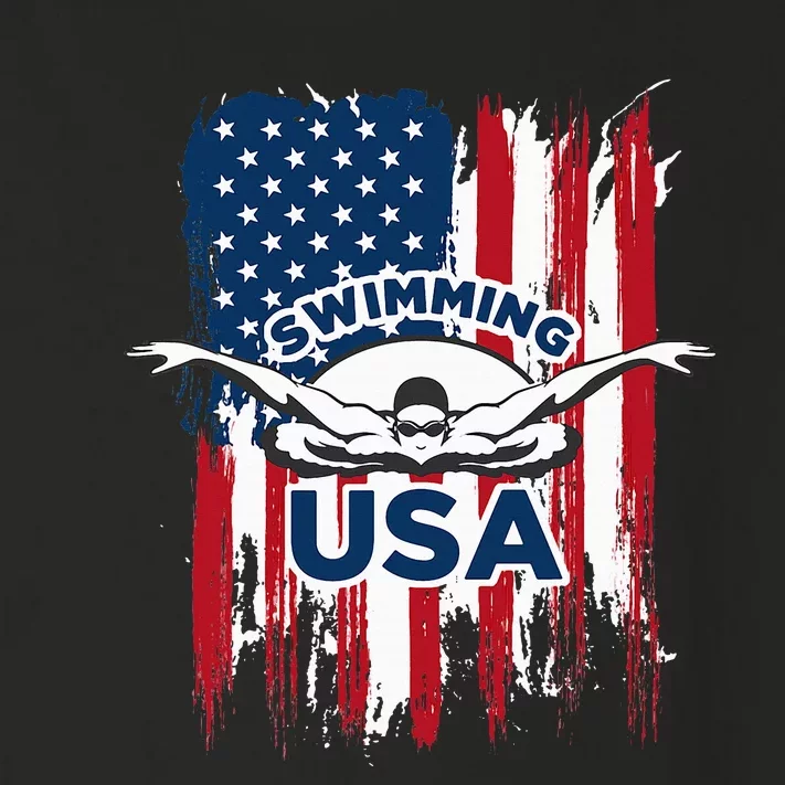 Swimming Usa Support The Usa Flag Toddler Long Sleeve Shirt