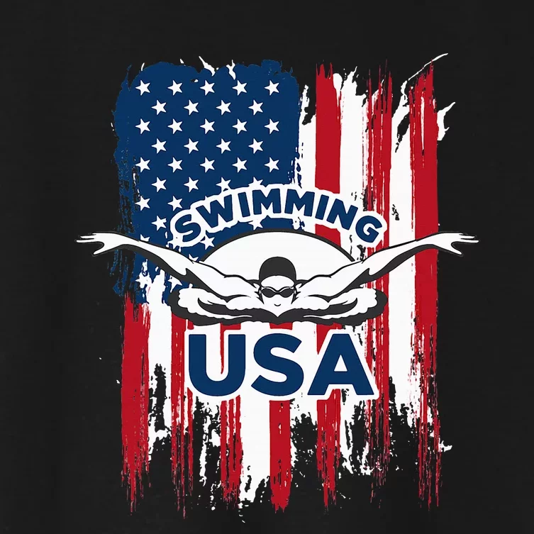 Swimming Usa Support The Usa Flag Women's Crop Top Tee