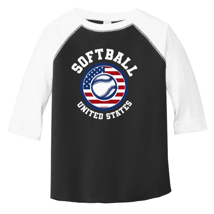 Softball USA Support the Team USA Flag Toddler Fine Jersey T-Shirt