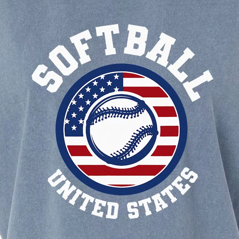 Softball USA Support the Team USA Flag Garment-Dyed Women's Muscle Tee