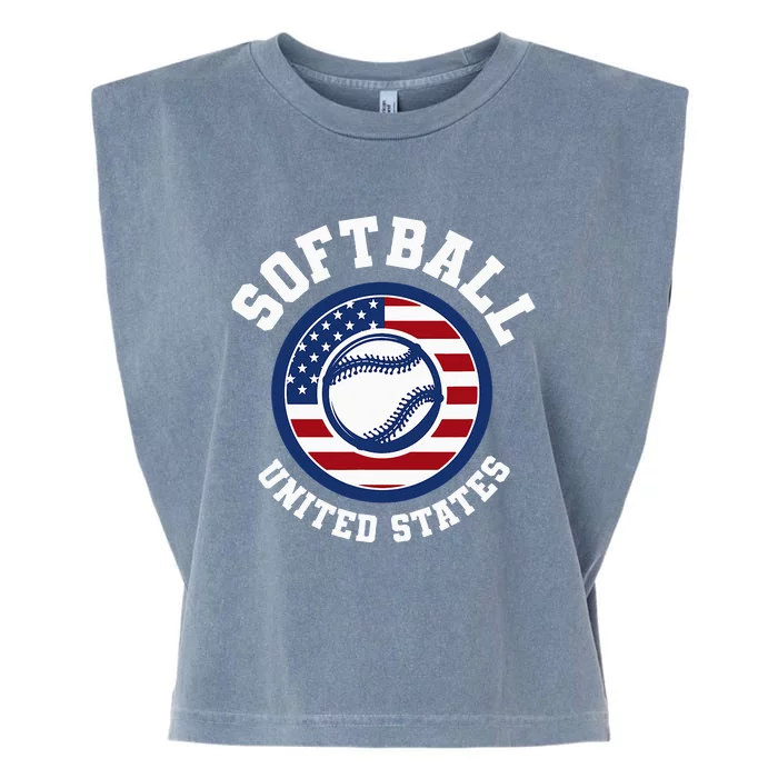 Softball USA Support the Team USA Flag Garment-Dyed Women's Muscle Tee