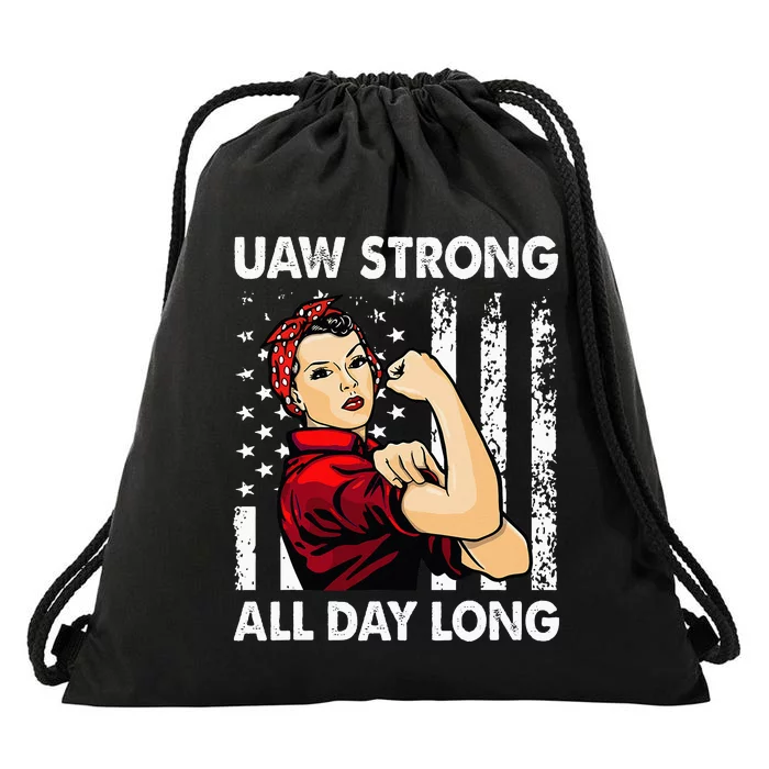 S UAW Strike Red United Auto Workers Picket Sign Drawstring Bag