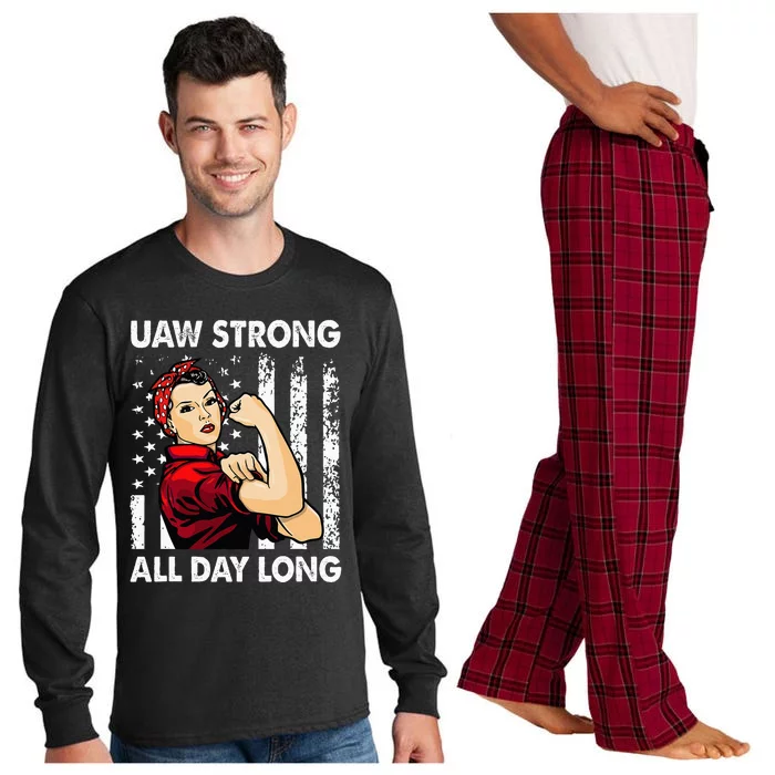 S UAW Strike Red United Auto Workers Picket Sign Long Sleeve Pajama Set