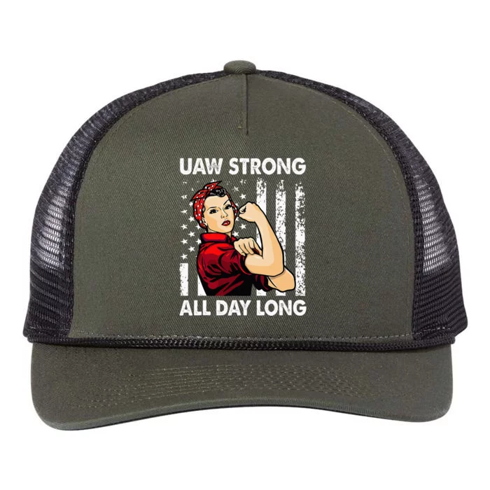 S UAW Strike Red United Auto Workers Picket Sign Retro Rope Trucker Hat Cap